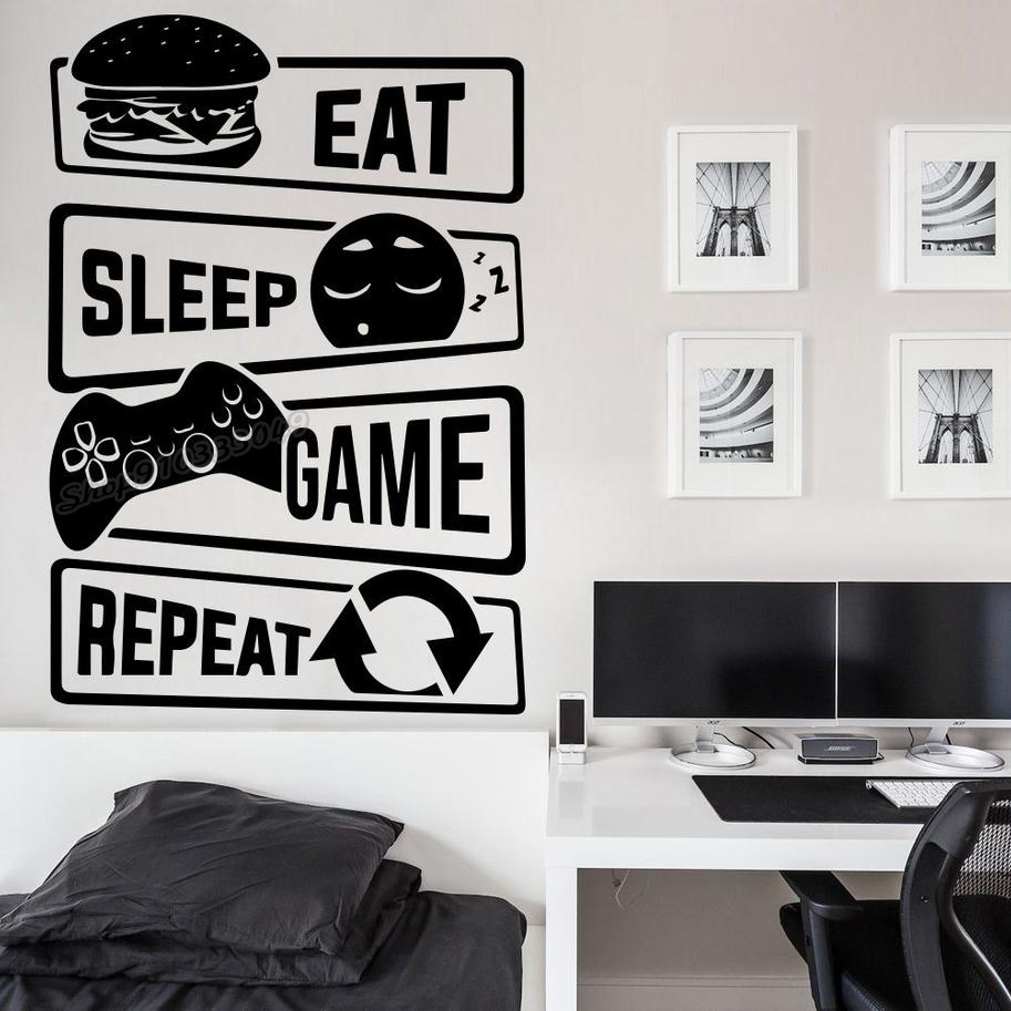 Gaming Accessories Wallpaper - Eat Sleep Game-ملصقات حائط من الفينيل