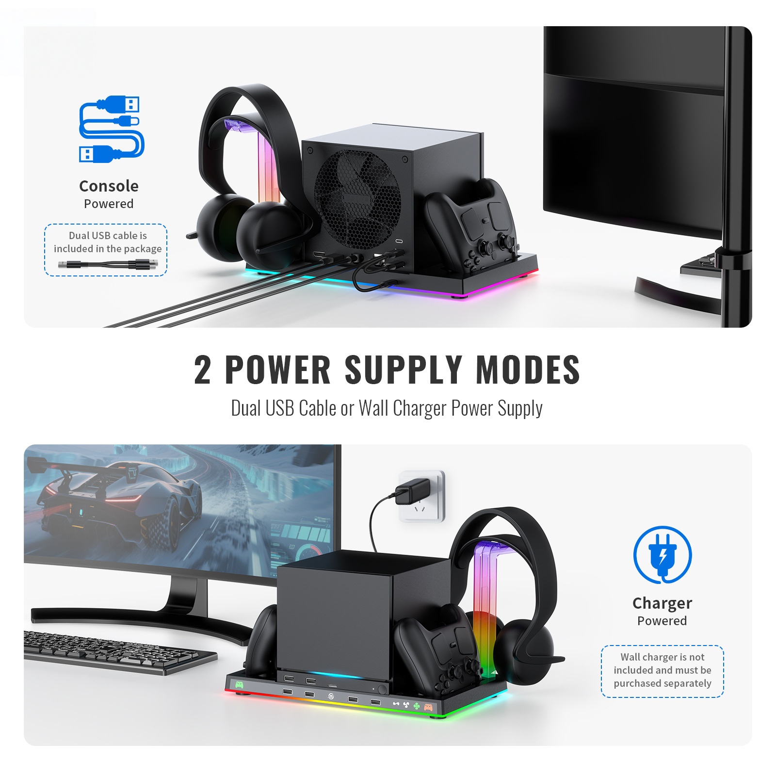Headset Stand Rgb - قاعدة متعددة الاستخدامات لأجهزة ستيم، تشمل