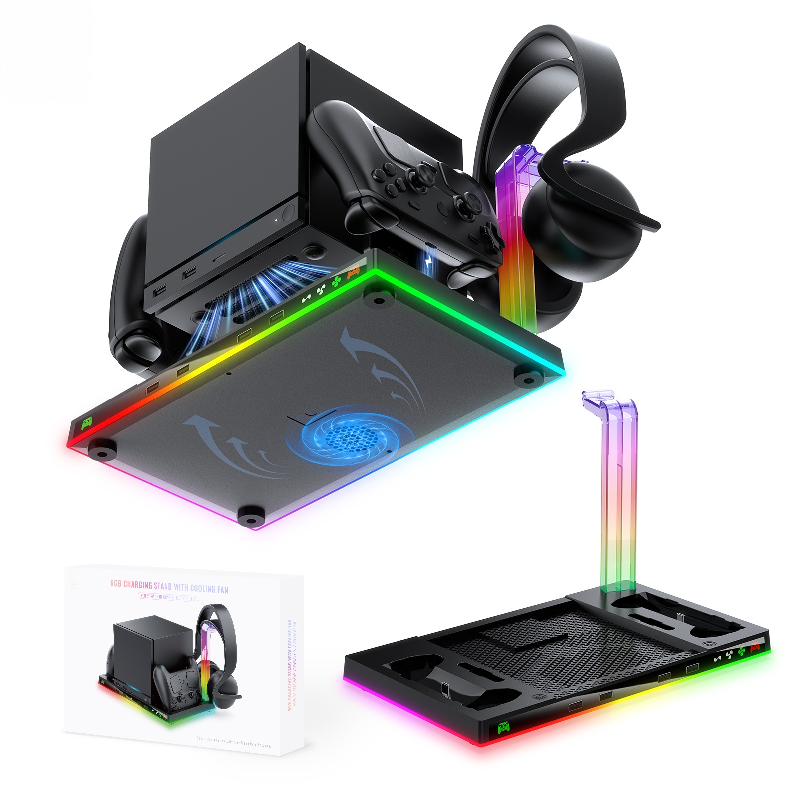 حامل لوحدة تحكم ستيم مع قاعدة  - مراجعة Headset Stand Rgb وسعره